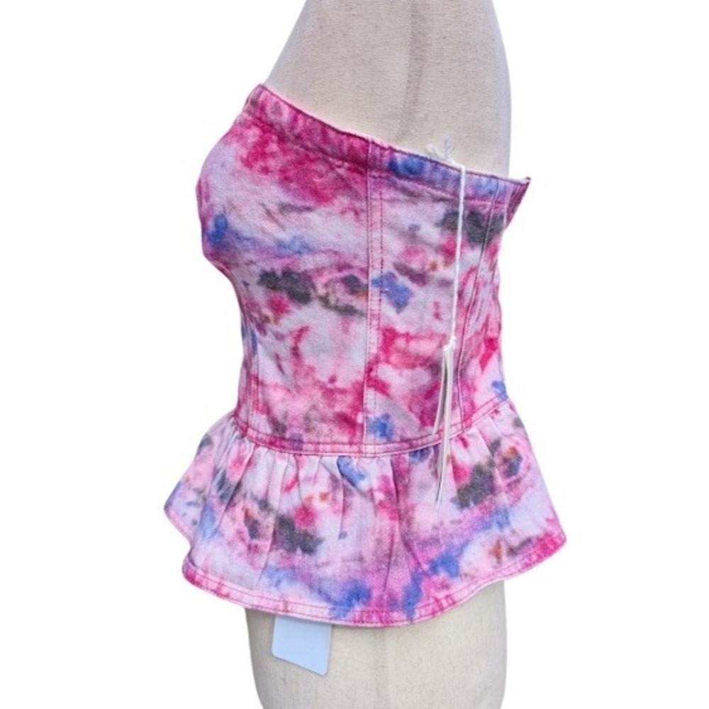 NWT Isabel Marant‎ Etoile Solizinia Tie Dye Peplum Corset Top Mulberry Size 36 - Picture 4 of 10